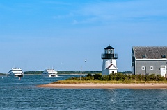 Ferries By Hyannis Harbor Lighthouse on Cape Cod